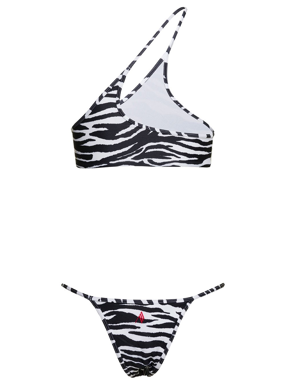 THE ATTICO Bikini Set Monospalla Con Stampa Zebrata All Over Bianco E