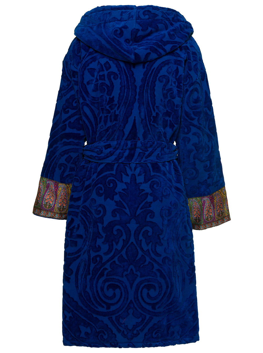 New Tradition Blue Hooded Bath Robe With Ornamental Print Etro Home Blu Bathrobes