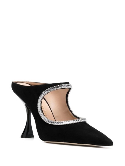 Black Satin Pumps with Crystals Stuart Weitzman Woman STUART WEITZMAN ...