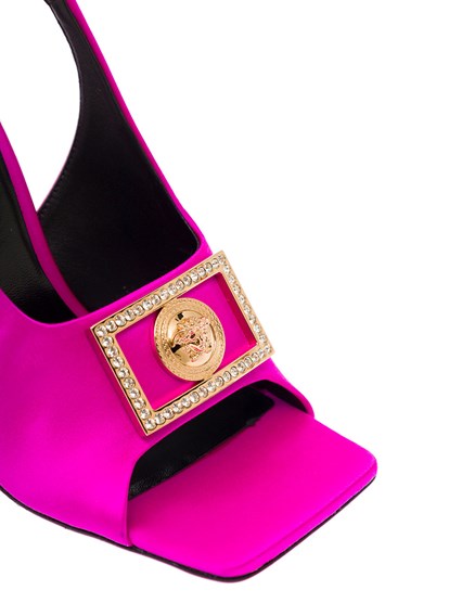 Pink Satin Sandals with Medusa Detail Versace Woman