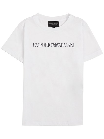 Armani Kids Boy's White Jersey T-shirt with Contrasting Logo EMPORIO ARMANI  KIDS Price | Gaudenzi Boutique