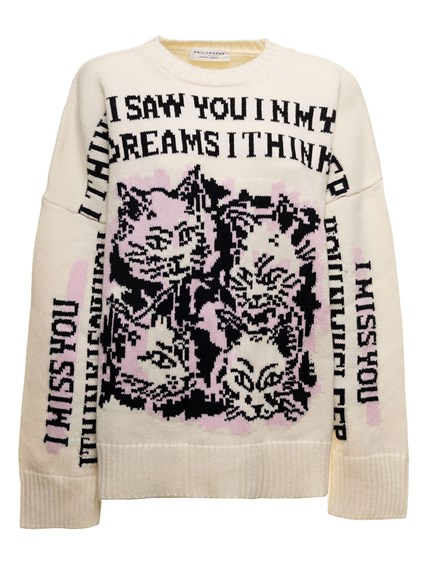 Oversize Cat Mania White and Black Wool 