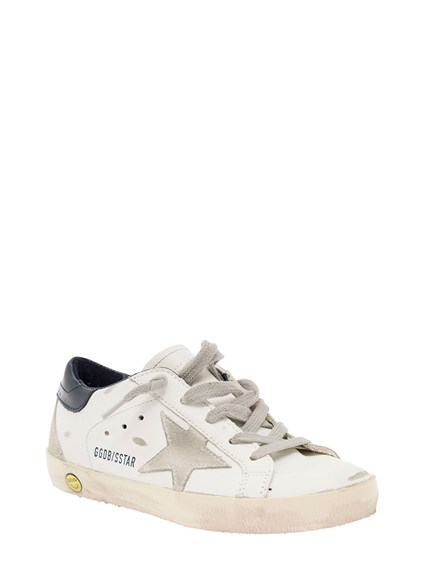 Golden Goose Kids Boy's White Leather and Suede Super Star