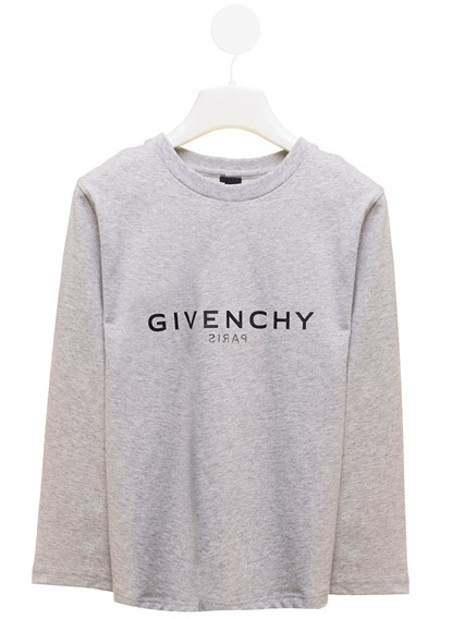 Grey Cotton Long-Sleeved T-Shirt with Logo Givenchy Kids Boy GIVENCHY KIDS  Price | Gaudenzi Boutique