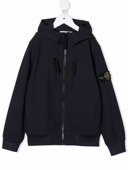 Blue Cotton Hoodie with Logo Stone 