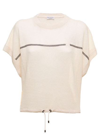Linen and Silk T-Shirt with Monile 