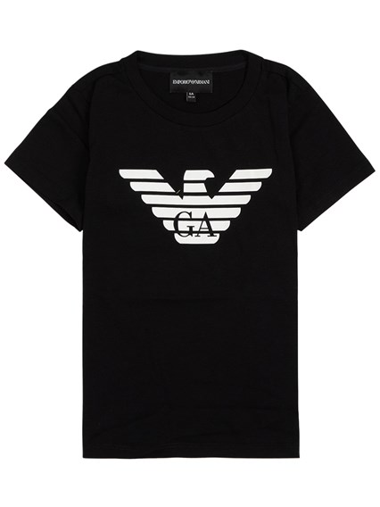 Armani Kids Baby Boy's Black Jersey T-shirt with Contrasting Logo EMPORIO ARMANI  KIDS Price | Gaudenzi Boutique