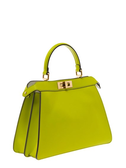 'Peekaboo ISeeU Medium' Acid Green Handbag with Shoulder Strap in Leather  Woman Fendi