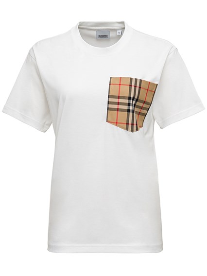 White T-shirt with Vintage Check Patch Pocket in Jersey Burberry Woman  BURBERRY Price | Gaudenzi Boutique