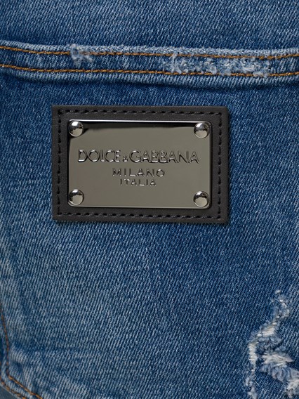 Aandringen Ritueel Snel Blue Distressed Slim-Fit Jeans in Cotton Denim Man Dolce & Gabbana DOLCE E  GABBANA Price | Gaudenzi Boutique