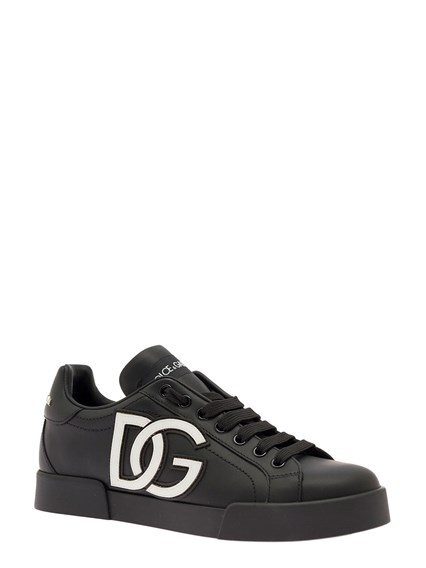 Portofino' Black Sneakers with Logo Patch in Leather Woman DOLCE E GABBANA  Price | Gaudenzi Boutique