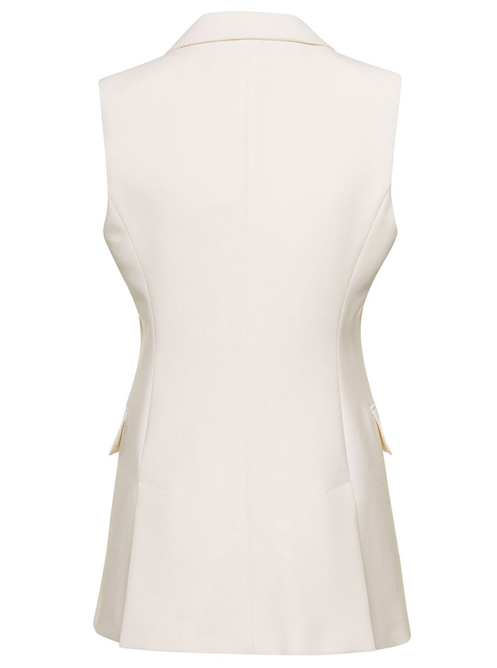 'Pallida' White Double-Breasted Vest with Pockets in Stretch Wool Woman ...