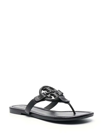 Miller' Black Thong Sandal with Tonal Logo in Leather Woman Tory Burch TORY  BURCH Price | Gaudenzi Boutique