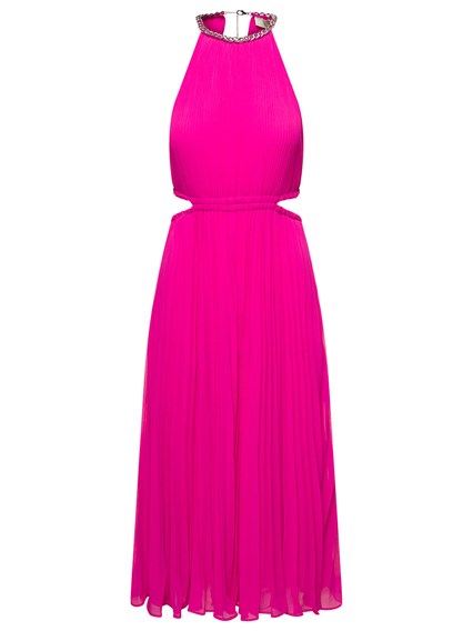pleated recycled polyester blend midi dress