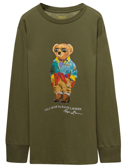 Green Oversized Crewneck Sweatshirt with Polo Bear Print in Cotton Boy POLO  RALPH LAUREN KIDS Price | Gaudenzi Boutique