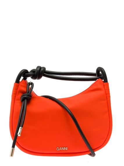Knot Baguette' Orange Shoulder Bag with Knot Detail in Recycled
