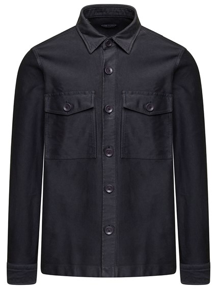 Grey Flannel Shirt with Classic Collar and Pockets on the Chest in Cotton  Man Grey available on Gaudenzi Boutique - US