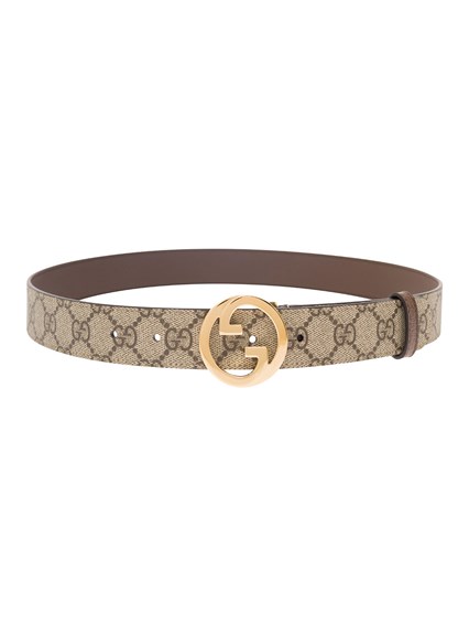 bagage Interessant Willen Beige Belt with Double G Buckle in GG Supreme Canvas Woman Brown available  on Gaudenzi Boutique - AU