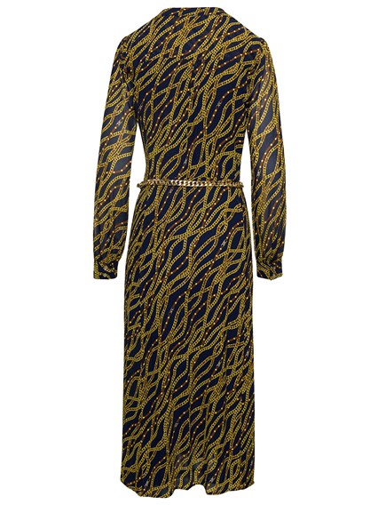 Black and Gold-Tone Midi Shirt Dess with Chain Print All-Over in Polyester  Woman Black available on Gaudenzi Boutique - US