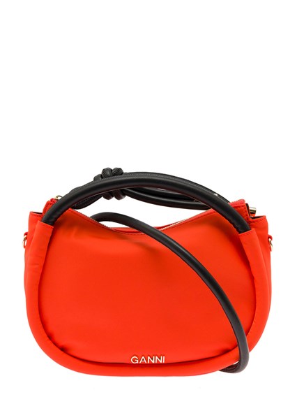 'Knot Mini' Orange Shoulder Bag with Logo and Knot Detail in Recycled  Fabric and Leather Woman