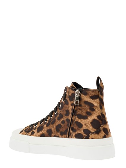 Portofino' Leopard Printed Mid-Top Sneakers in Cotton and Leather Man Dolce & Gabbana DOLCE GABBANA Price | Boutique