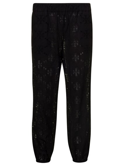 Beach Pants' Black Cut-Outs Pants in Lightweight Cotton Man Tory Burch Black  available on Gaudenzi Boutique - US