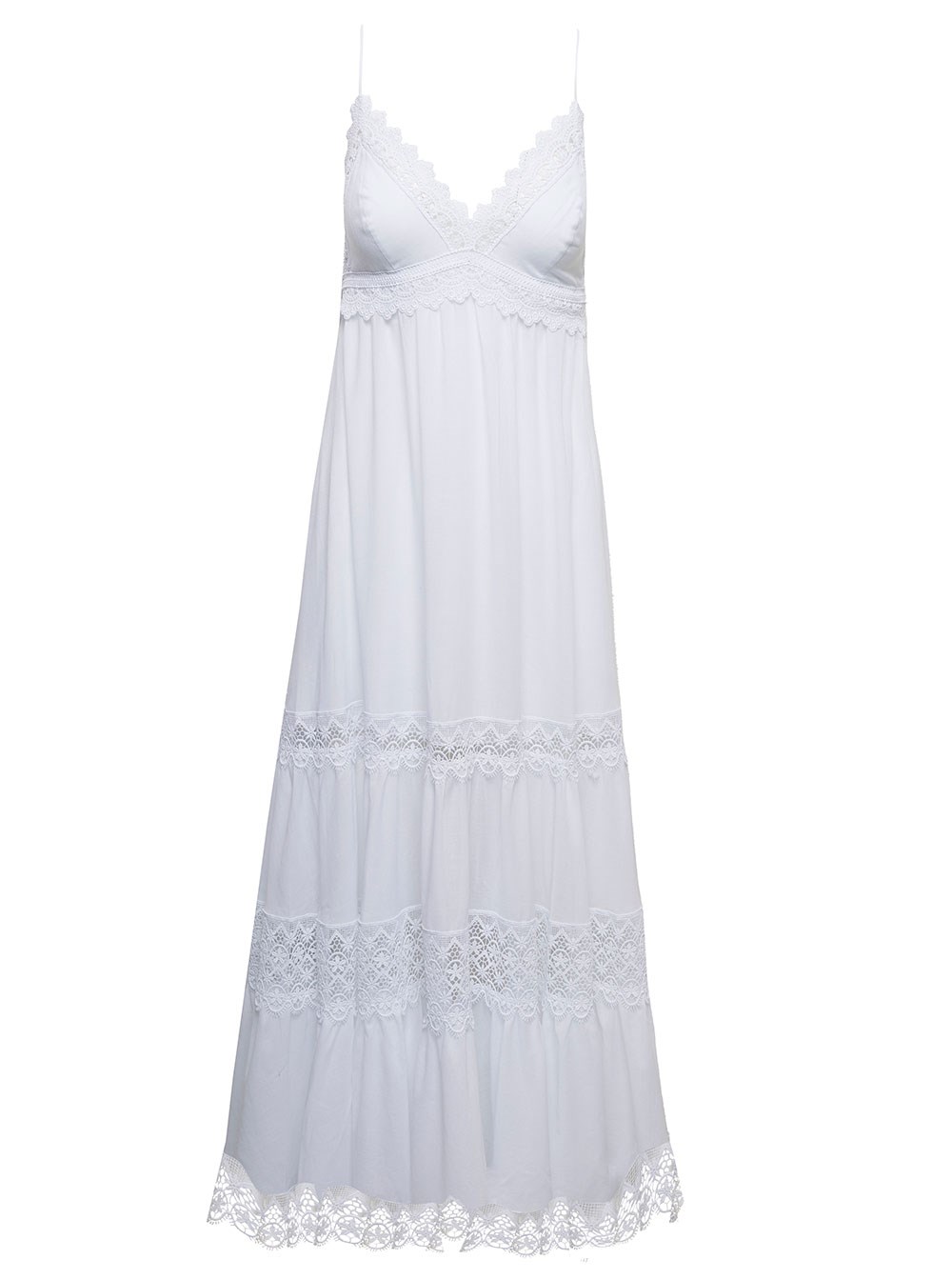 B.Young White Cotton Long Dress