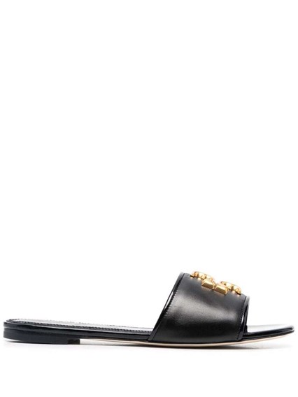 Tory Burch Woman's Eleonor Black Leather Mules with Logo Buckle TORY BURCH  Price | Gaudenzi Boutique