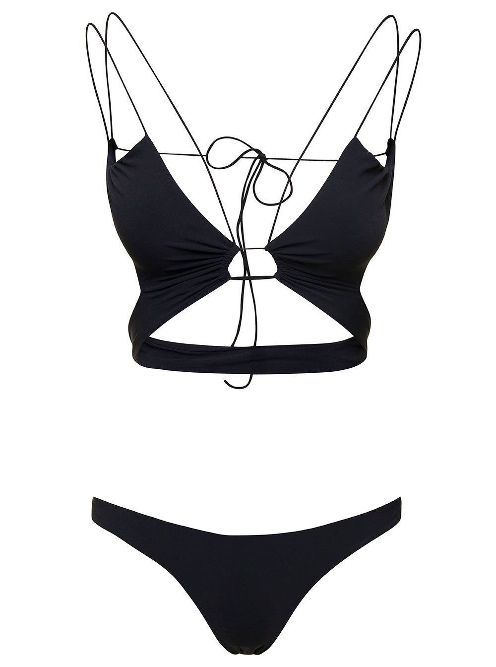 'Jany' Black TwoPiece Swimsuit with CutOut in Stretch Polyamide Woman