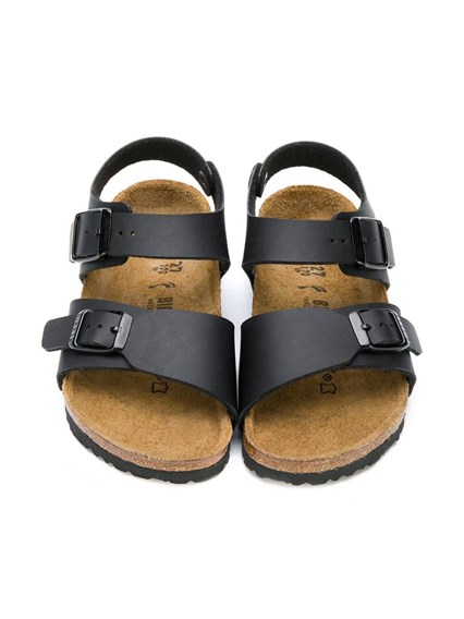 Black New Buckle Flat Sandals in Leather Black available Gaudenzi - US