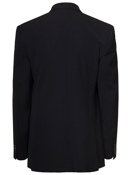 auteur binding Dragende cirkel Black Double-Breasted Blazer with Peaked Revers in Wool Blend Man Black  available on Gaudenzi Boutique - US