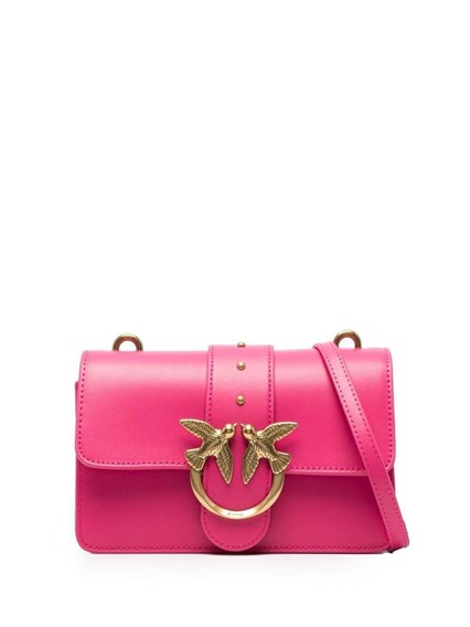 'Mini Love Bag Icon' Fuchsia Shoulder Bag with Logo Patch in Smooth Leather  Woman Pinko