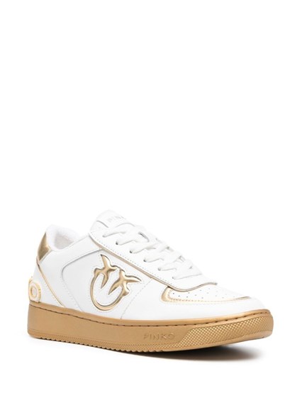 geleider produceren schroot White and Gold Basket-Style Sneakers with Logo in Leather Woman Pinko PINKO  Price | Gaudenzi Boutique