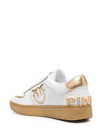 geleider produceren schroot White and Gold Basket-Style Sneakers with Logo in Leather Woman Pinko PINKO  Price | Gaudenzi Boutique