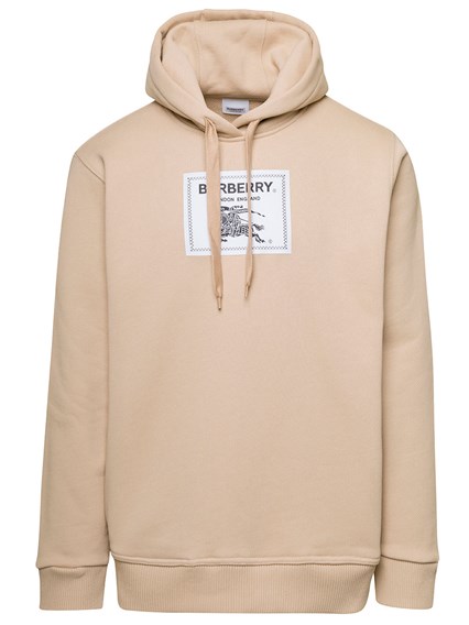 Beige Hoodie with Logo Patch in Cotton Man Beige available on Gaudenzi  Boutique - US