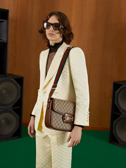 Horsebit 1955 Beige and Ebony Shoulder Bag in GG Supreme Canvas Gucci Man  Brown available on Gaudenzi Boutique - US