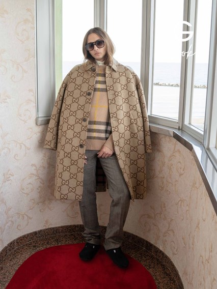 GG Printed Beige Coat Man Gucci Brown available on Gaudenzi Boutique - US