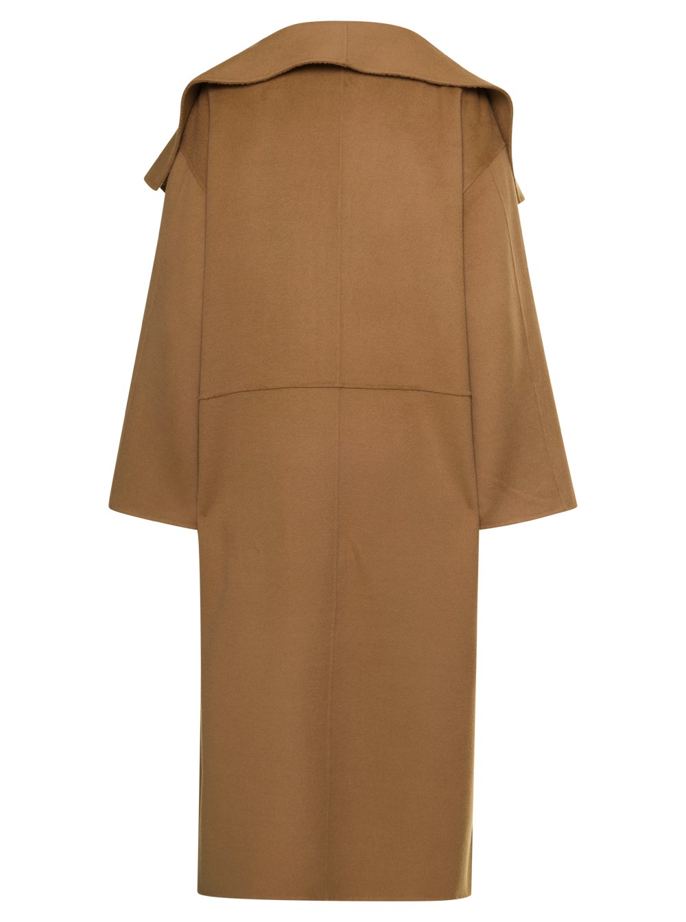 Camel Brown Oversize Coat with Shawl Lapels in Wool and Cashmere Woman ...