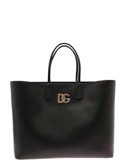 'Big Fefè' Black Shoulder Bag with DG Logo in Smooth Leather Woman ...