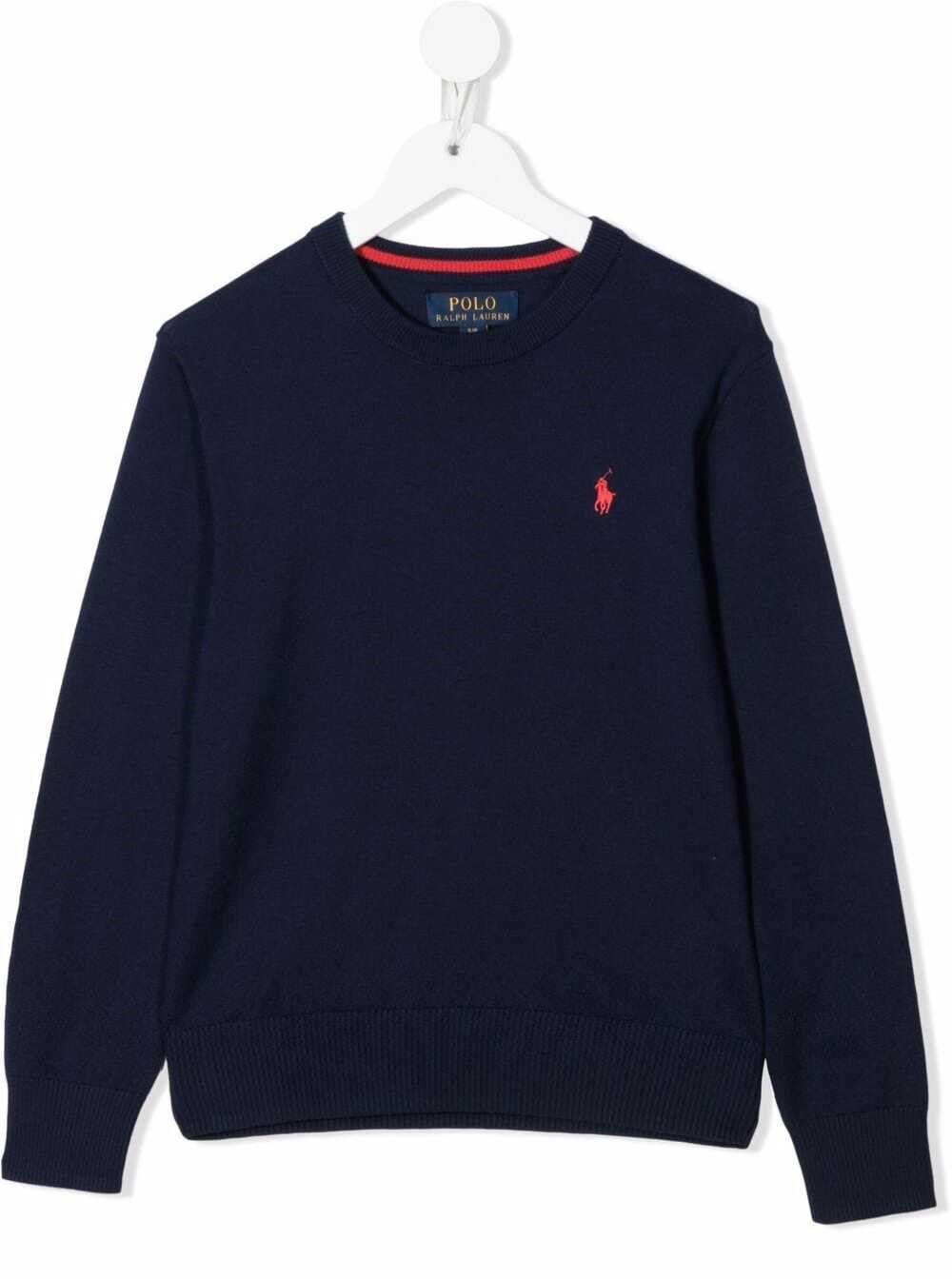 Polo Ralph Lauren Kids Boy's Blue Cotton Sweater with Logo Blu ...