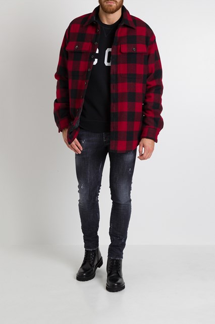 Check Flannel Shirt with Contrasting 