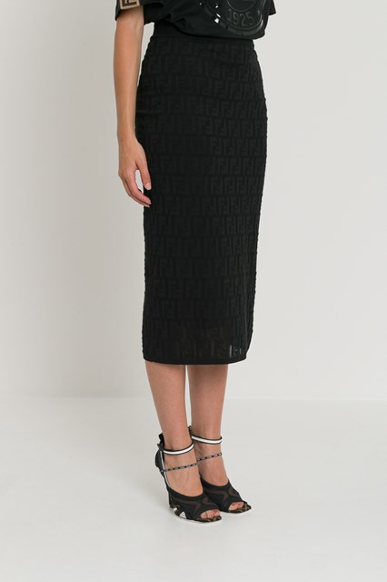 FF Knitted Straight-cut Longuette Skirt Black Women available on ...