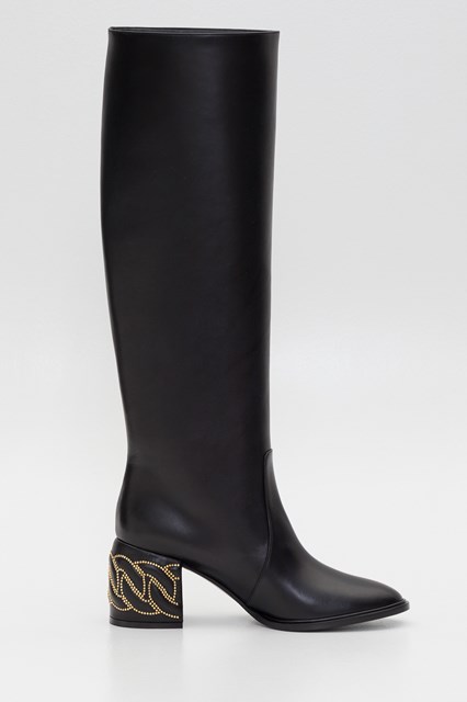 Tubular boots with chain detail Black Women available on ...