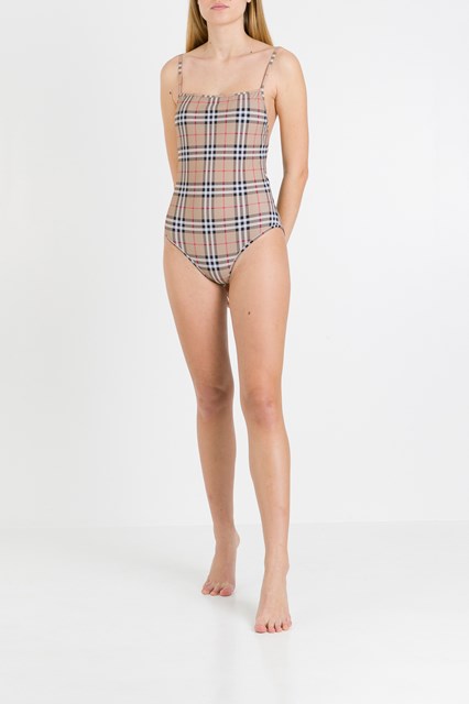 One-Piece Swiumsuit with Vintage Check 
