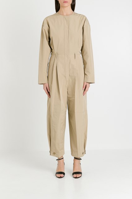 beige cargo jumpsuit