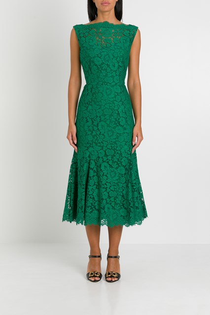 lace midi dress green