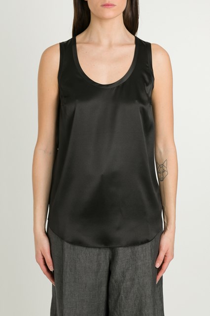 black satin tank