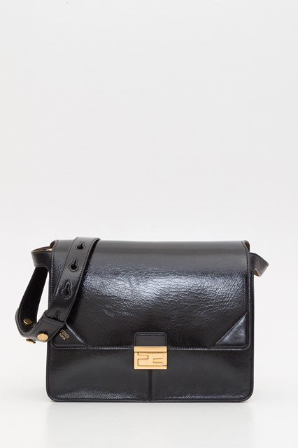 fendi kan i black leather bag