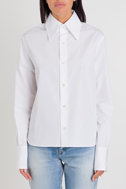 white wide collar shirt