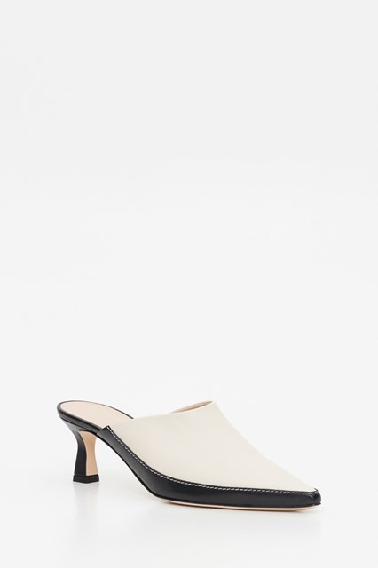 white pointed mules